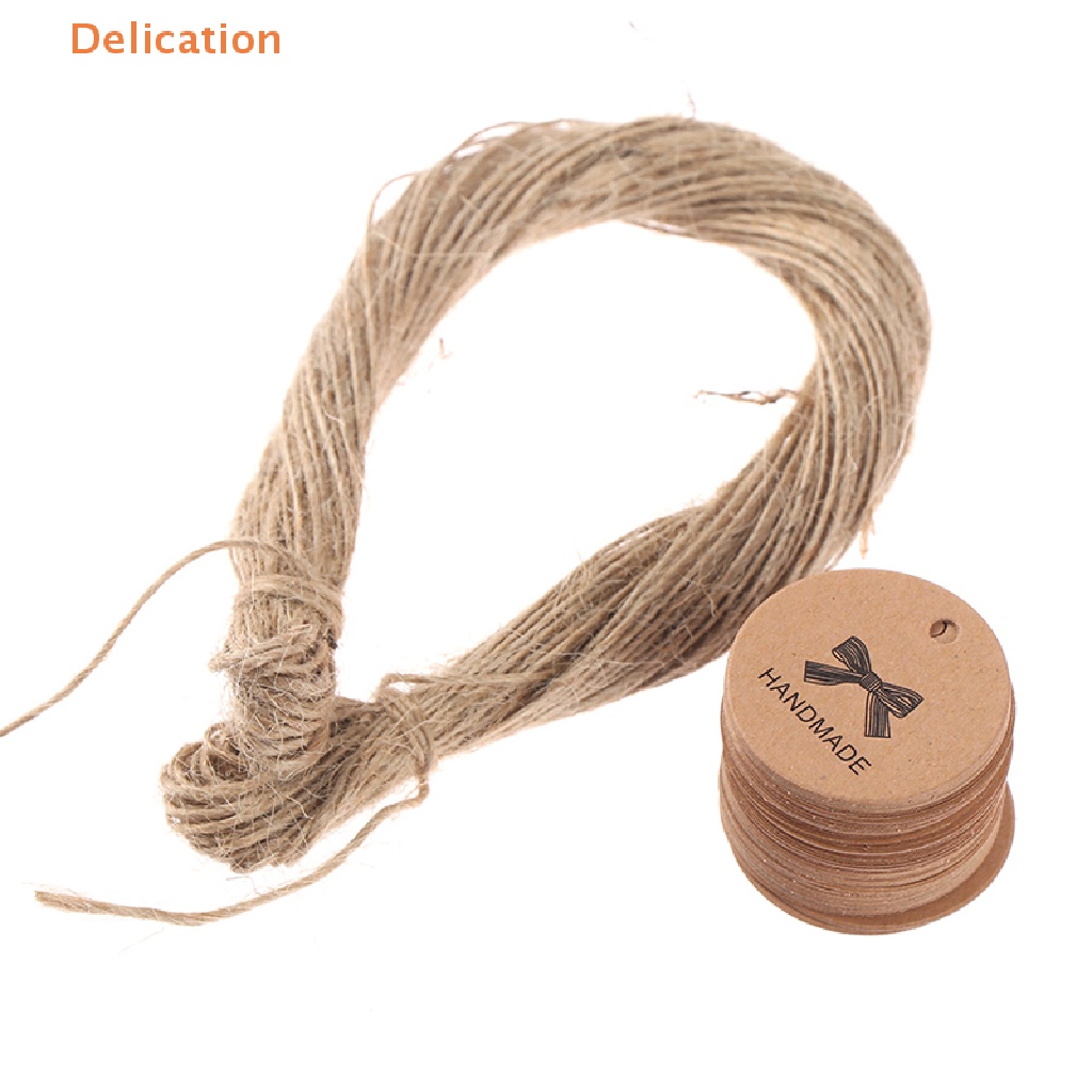 Set 100 Thẻ Giấy Kraft In Họa Tiết Nơ Trang Trí Gói Quà Sinh Nhật / Tiệc Cưới