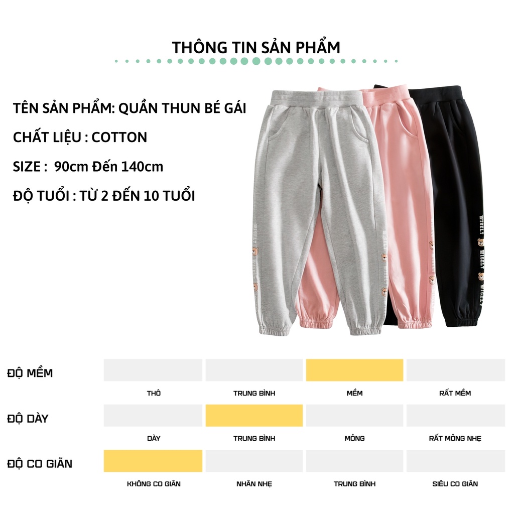 Quần thun dài bé gái 27Kids Chất cotton cho trẻ từ 2-10 tuổi GLPE3