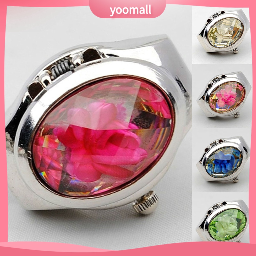 Đồng hồ dạng nhẫn đính đá thời trang cho nam và nữ