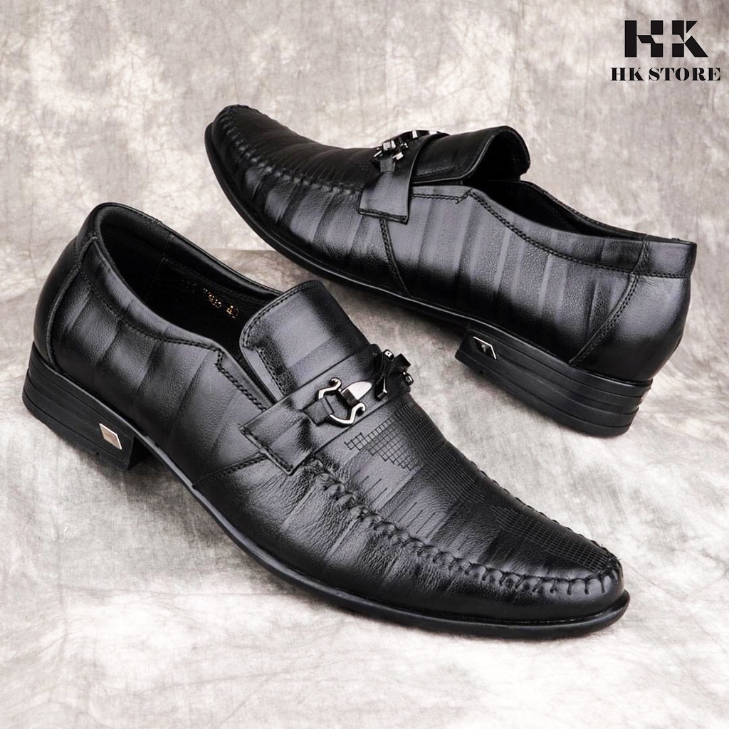 Giày tây nam da bò cao cấp siêu nhẹ, siêu mềm - chống nhăn da - kiểu dáng trẻ chung, hoa văn bắt đẹp mắt.