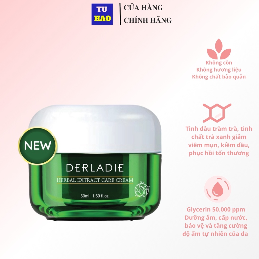 Kem dưỡng tràm trà Derladie Herbal Extract Care Cream giảm mụn kiềm dầu 50ml | BigBuy360 - bigbuy360.vn