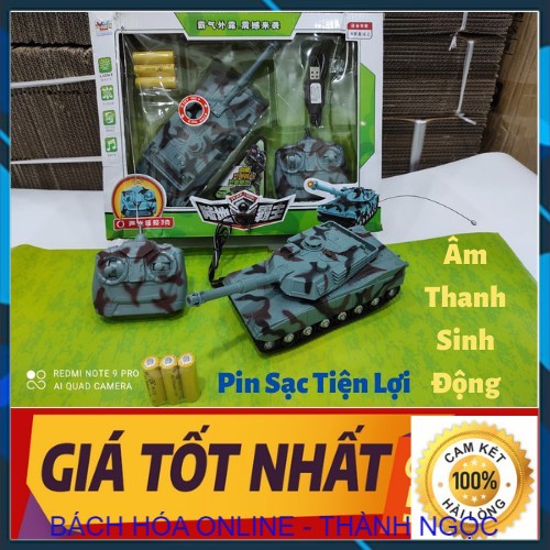 Xe Tăng Điều Khiển Từ Xa Có Âm Thanh, Ánh Sáng Chạy Pin Sạc Cho Bé