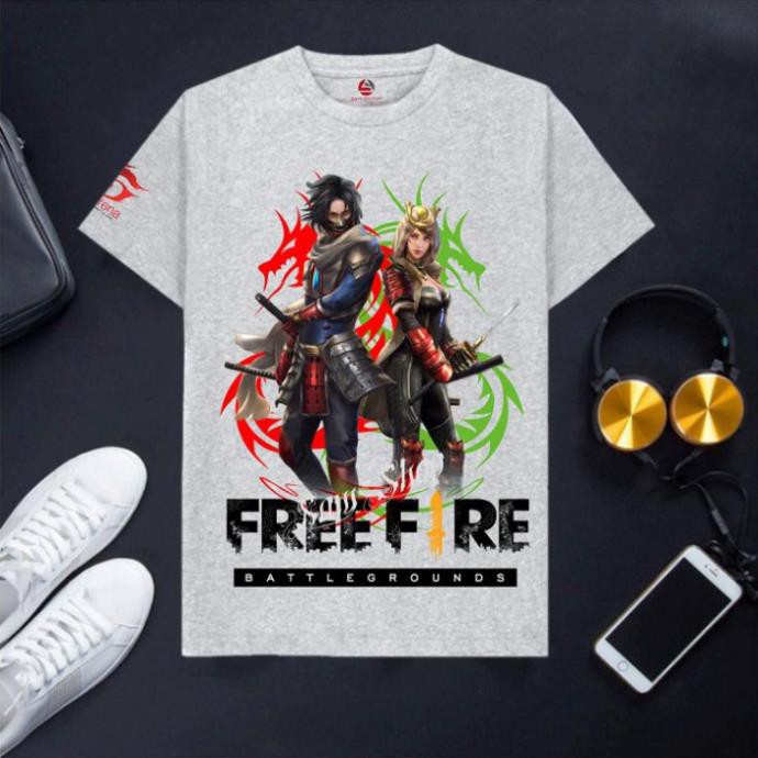 VHL Store [Hàng có sẵn] Áo Free Fire cotton màu xám cổ tròn cực hot quỷ kiếm VHL Store