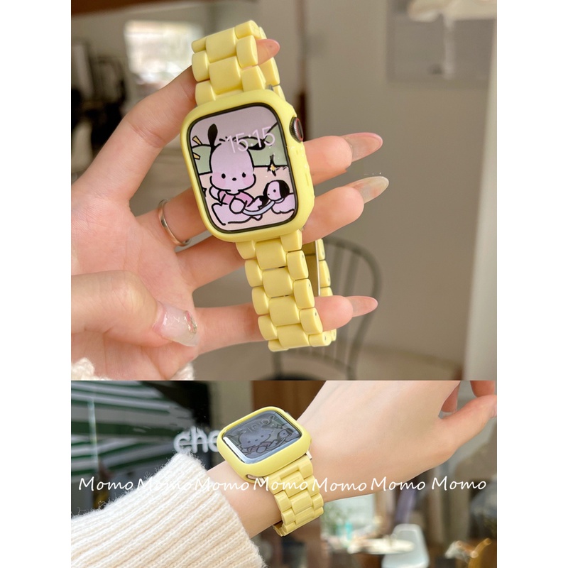 Dây Đeo Bằng Nhựa Acrylic Màu Kem Cho Đồng Hồ Smart Watch Series 7 6 5 4 3 2 1 42mm 44mm 41mm