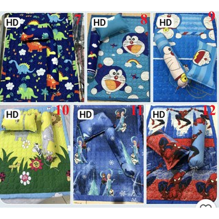 Giảm mạnh set cho bé cưng 3 món 1 Chăn hè trần bông 2 mặt kt 80x110cm >1 Vỏ gối đầu kèm 1 Ruột gối đầu kt 25x40cm