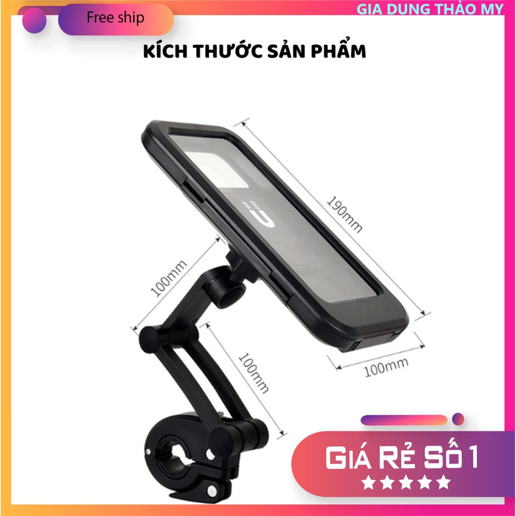 Giá Đỡ Điện Thoại Đi Xe Máy Xe Đạp Chống Nước Xoay 360 Độ