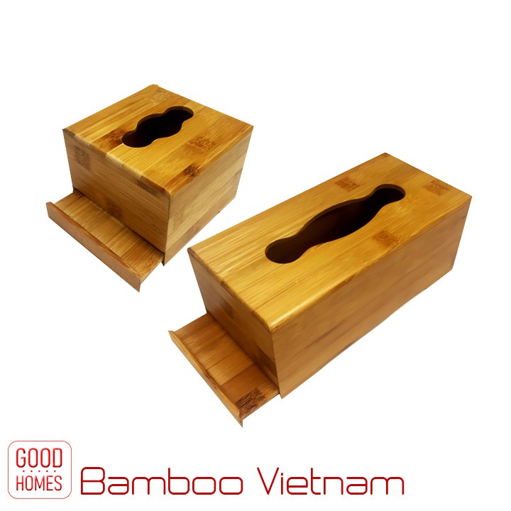 Hộp đựng giấy ăn bằng tre tự nhiên cao cấp - hộp giấy ăn gỗ tre Việt Nam - Vuông / Chữ nhật [TISBOX]