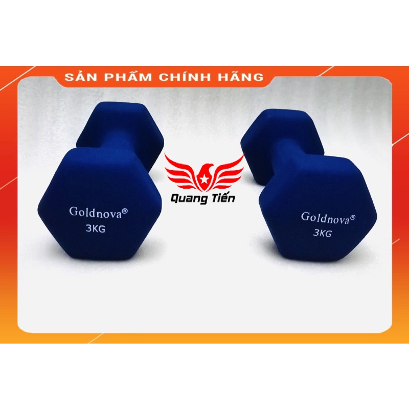 Tạ tay thép bọc su chất liệu nhung gai cao cấp Goldnova 3kg (giá 1 chiếc)