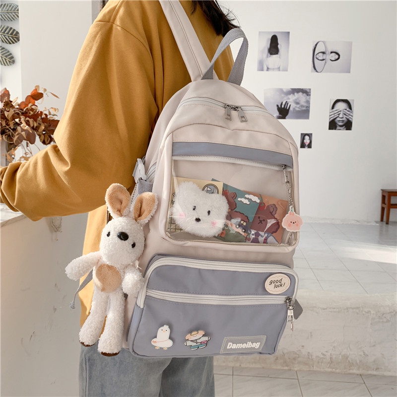 Ba Lô Đi Học/Du Lịch Cỡ Lớn Chống Thấm Nước Họa Tiết Hoạt Hình Phong Cách Nhật Hàn