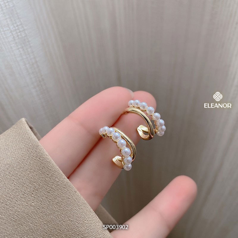 Bông tai nữ ngọc trai nhân tạo Eleanor Accessories viền cong phụ kiện trang sức dễ chuôi bạc 925 xinh xắn