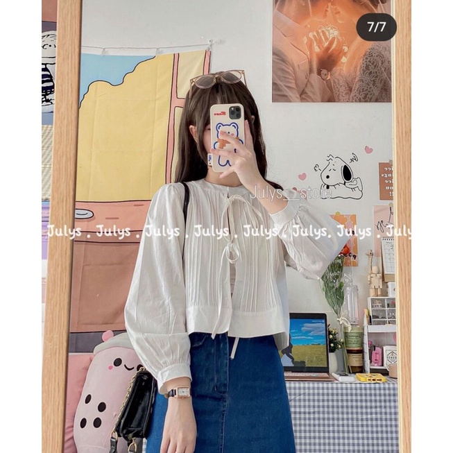 Áo crotop dây rút thắt nơ Pea Store