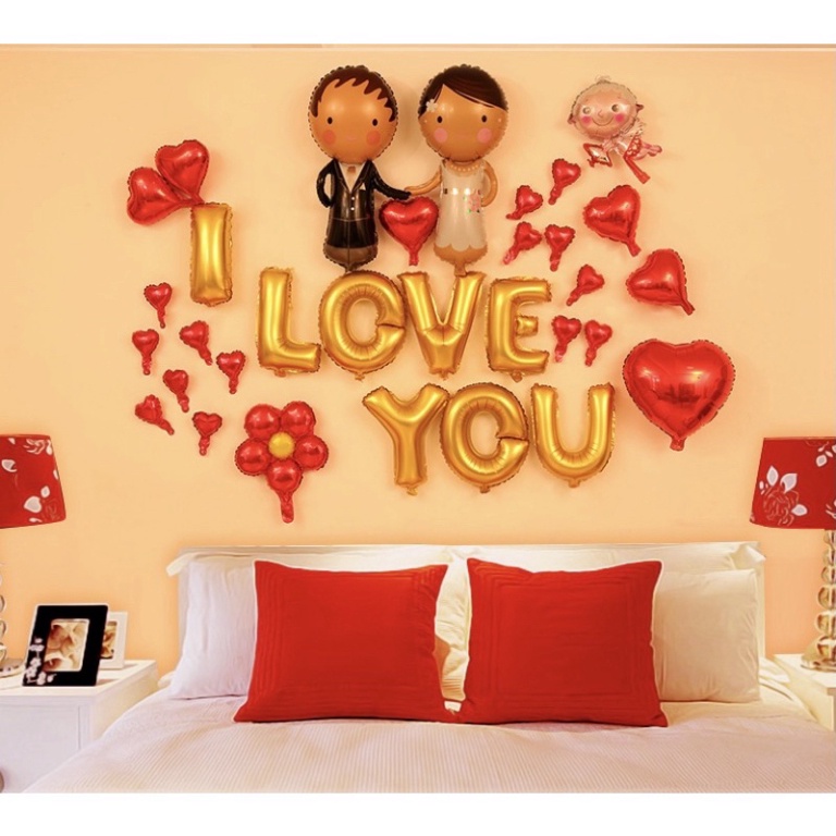 (freeship)( y hình size to)  Bóng Trang Trí Cô Dâu, Chú Rể Phòng Cưới