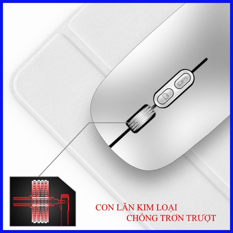 Chuột không dây bluetooth siêu mỏng 2.4GHz kèm đầu thu USB 2.0