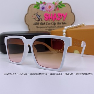 [New] Mắt Kính LV Nữ Vuông Nâu Trắng Gọng Kim Loại Cao Cấp