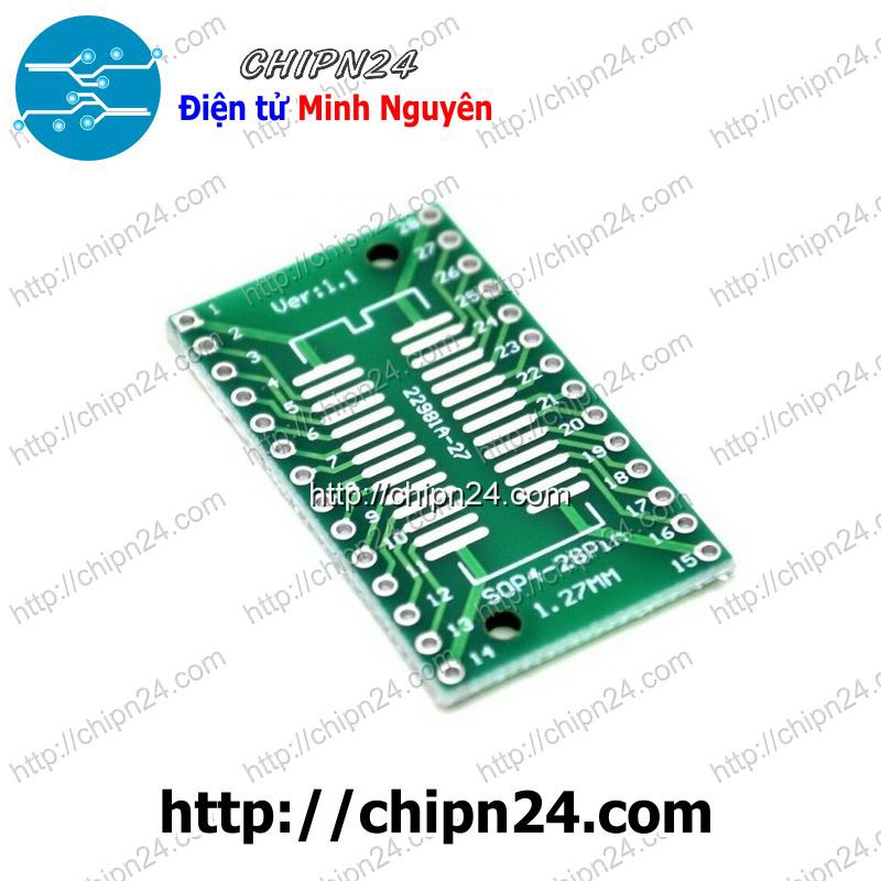 [1 CÁI] Đế chuyển SOP28 SSOP28 TSSOP28 sang DIP28 (PCB chuyển, Mạch chuyển)