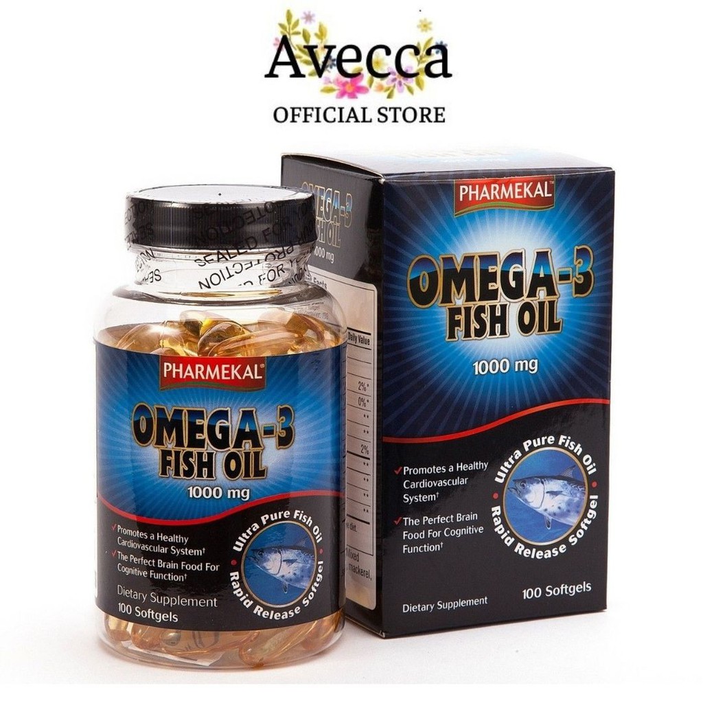 Viên Uống Giúp Tăng Cường Trí Não, Hỗ Trợ Hệ Tim Mạch  Dầu Cá Pharmekal Omega 3 Fish Oil 1000mg Hộp 100 Viên