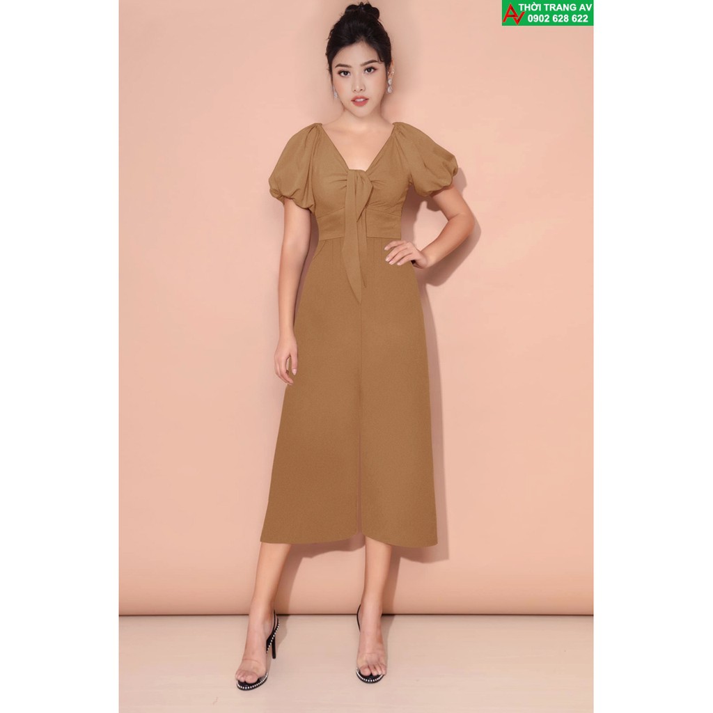 Jumpsuit - Đồ bay lửng ống suông rộng tay phồng cổ tim xinh xắn - AV6247