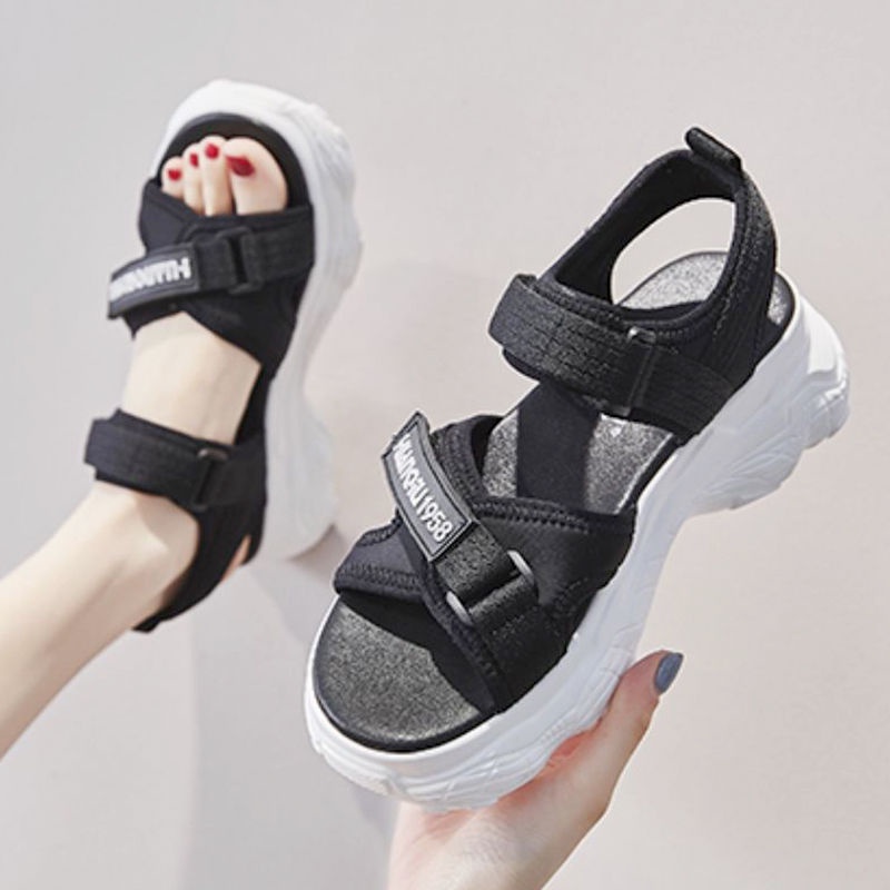 Giày Sandal Thể Thao Đế Dày Quai Dán Thời Trang Mùa Hè Mới Cho Nữ