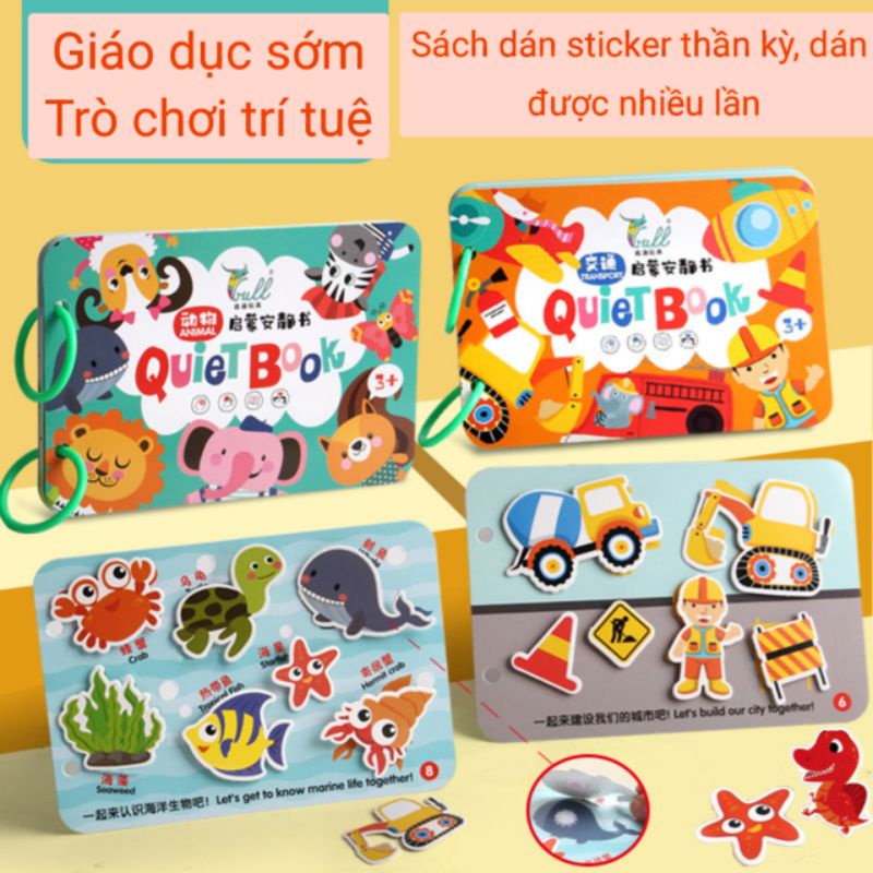 Sách busy book thế hệ mới, học liệu Montessori, sách bóc dán sticker thần kỳ, bóc ra dán lại mãi mãi