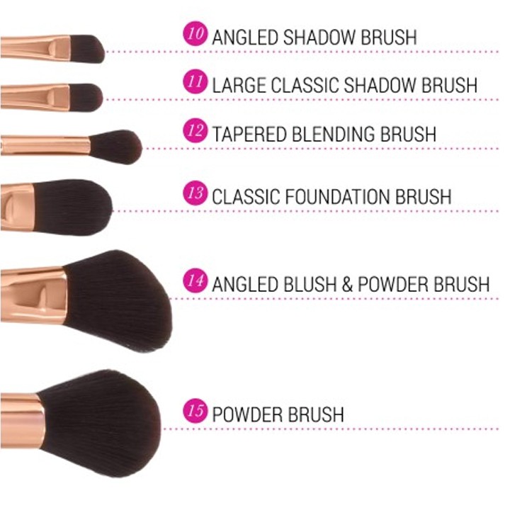 Bộ Cọ BH Cosmetics 15 PC Rose Gold Brush Set