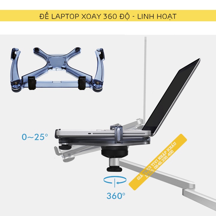 Giá Treo Màn Hình 17 - 32 Inch Kèm Kệ Đỡ Laptop / Macbook / Ipad 10 - 15.6 Inch - Hợp Kim Nhôm Cao Cấp - Model: OA - 7X
