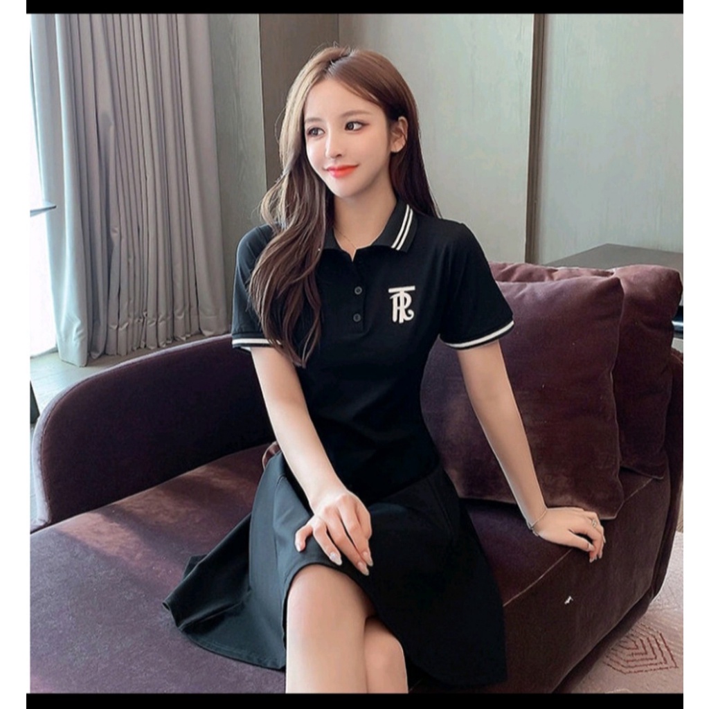 Váy POLO Dáng Xòe, Thêu Chữ RT trước Ngực. Cổ Bẻ, Tay Aó Phối Viền Trẻ Trung. | BigBuy360 - bigbuy360.vn