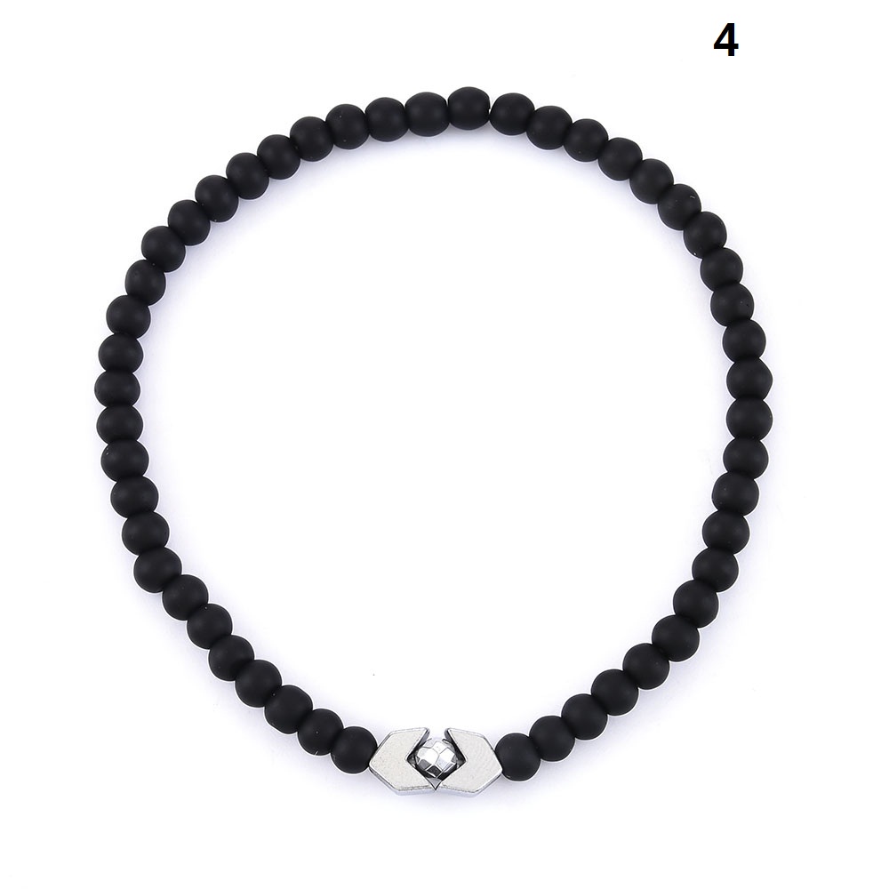 Simple Auspicious Amulet Handmade Bracelet Men's Stone Beaded Bangle Accessories