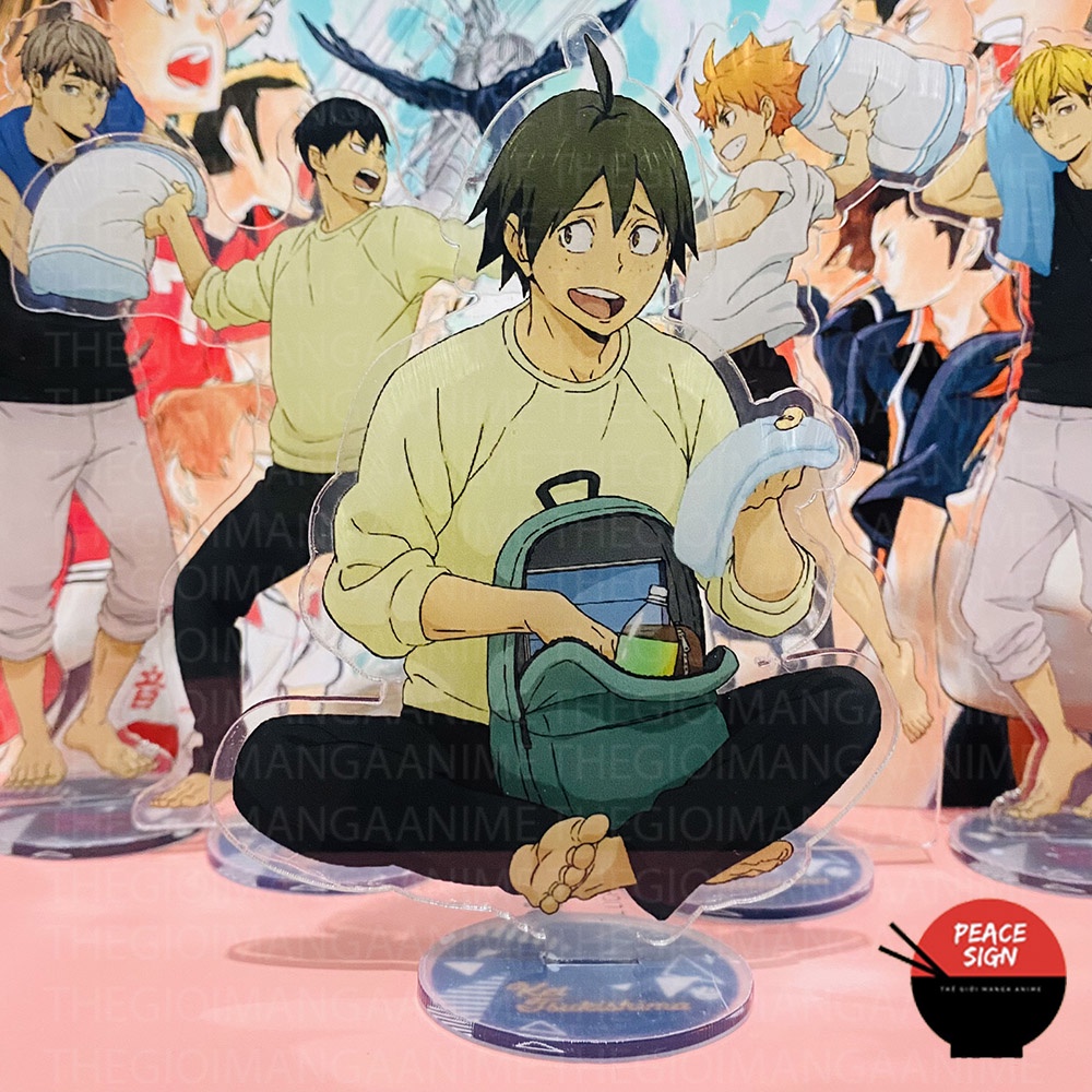 Standee HAIKYUU!! ver TRƯỚC GIỜ NGỦ mô hình Vua Bóng Chuyền mica trong anime chibi trưng bày