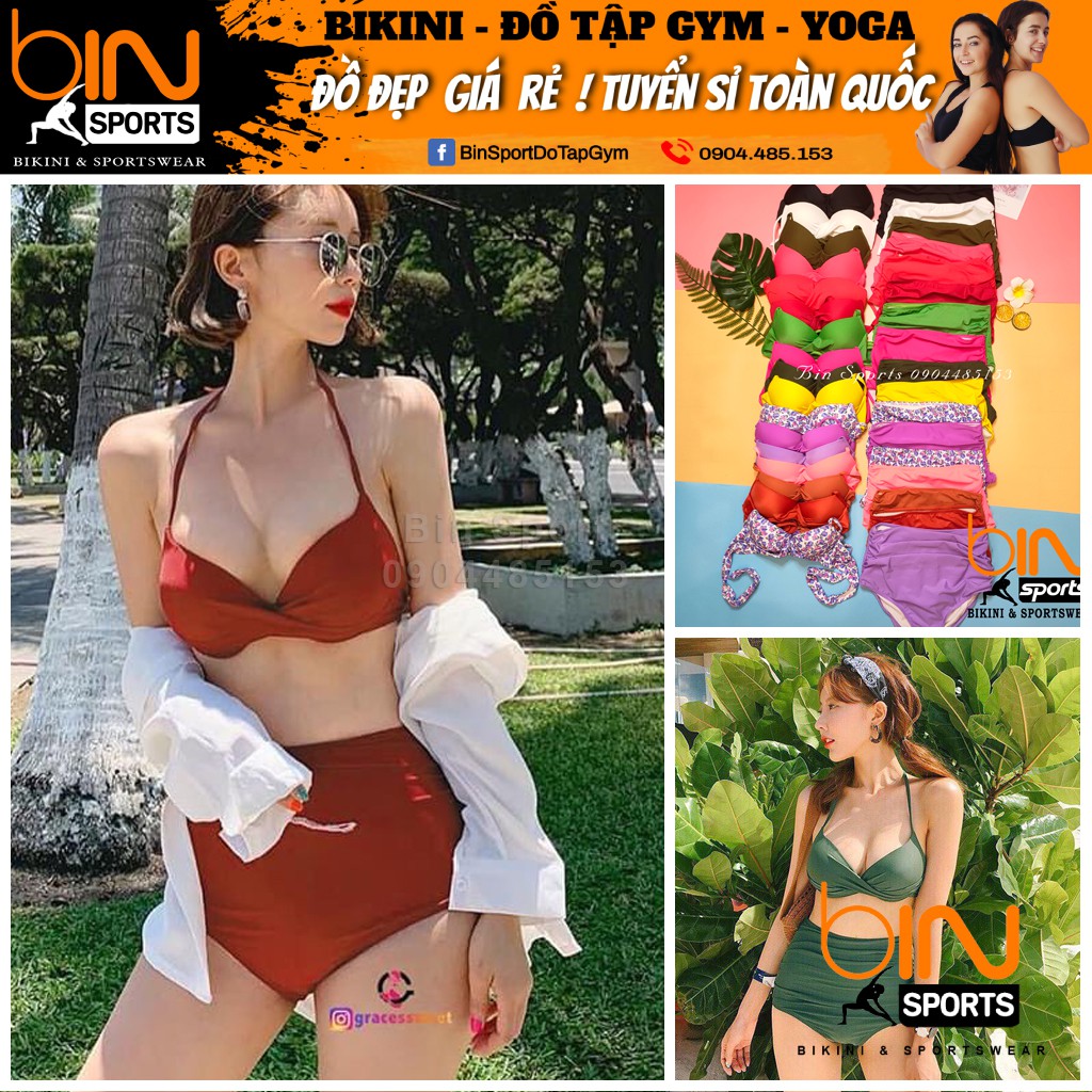 Bikini Nữ Hai Mảnh Cạp Cao Nhiều Màu Bin Sports BHV018