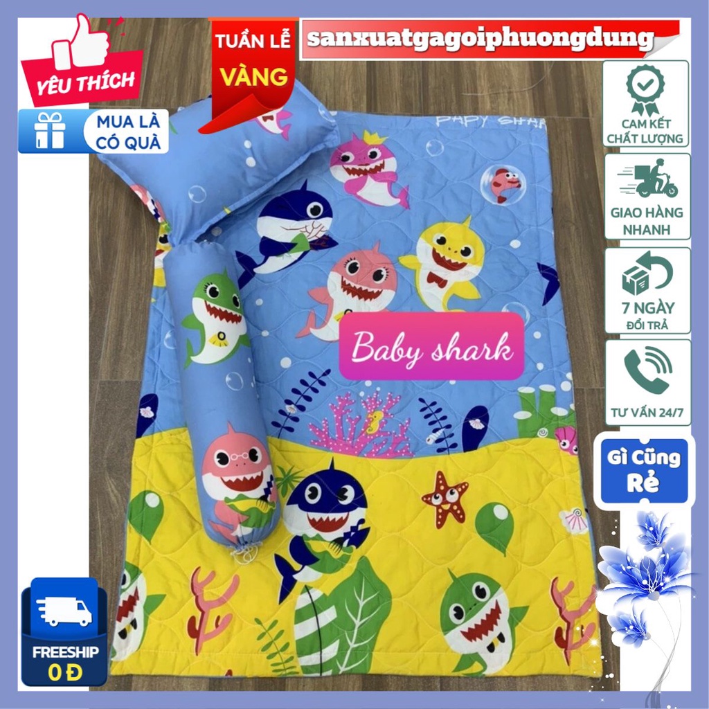 Bộ Chăn Gối Cho Bé Đi Học Mầm Non Và Tiểu Học -sanxuatgagoiphuongdung[mẫu cá baby shank]