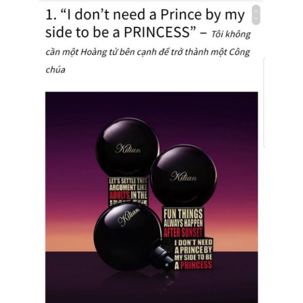 Nước hoa KILIAN ADULT /PRINCESS 100ML -STORE MACY'S . Chuẩn Hãng Thơm Lâu