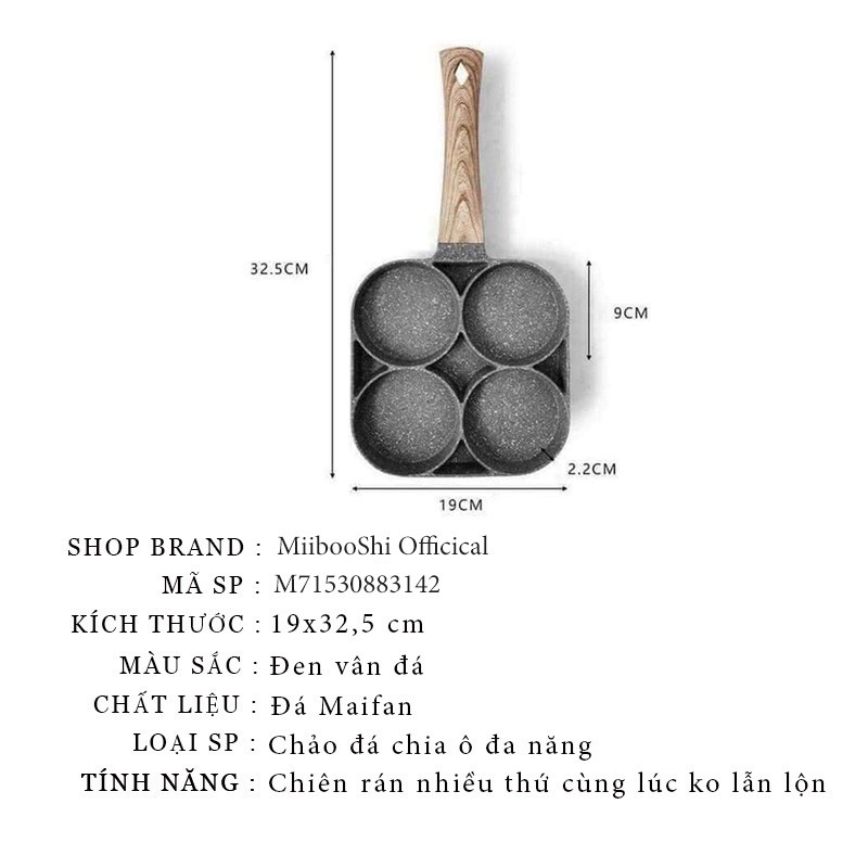 Chảo đá mini chống dính cho bếp từ chảo 4 ô dùng được cho tất cả các loại bếp tiện lợi M71530883142