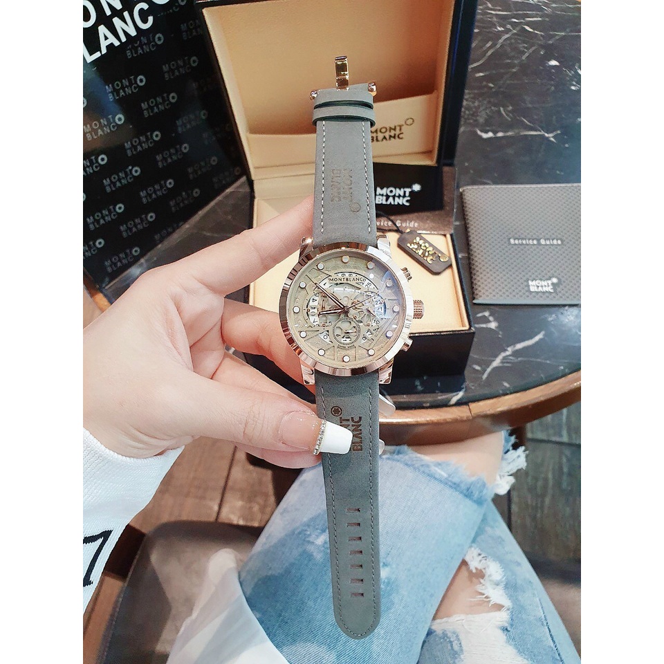 Đồng Hồ Nam Montblan MBDH08 Chronograph , Dây Da Lộn Nhiều Màu , Size 44mm