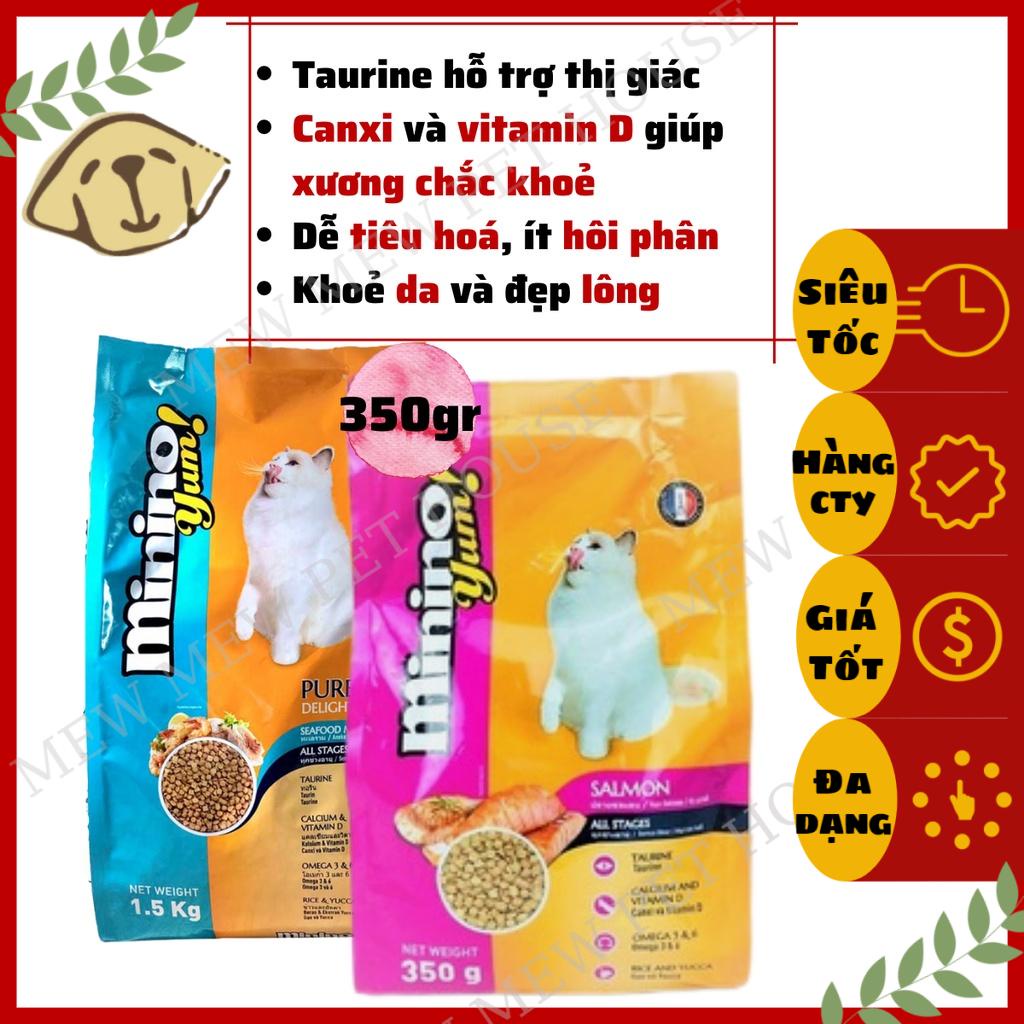 Hạt Mèo Minino Yum Gói 350g Vị Hải Sản, Cá Hồi Cho Mèo Trưởng Thành