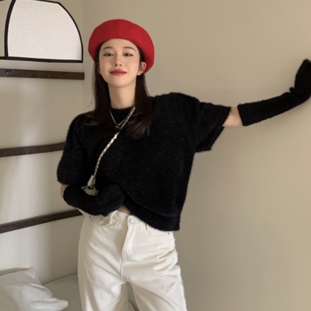 【ZHELIHANGFEI】Áo Sweater Dệt Kim Tay Dài Cổ Tròn Thiết Kế Quyến Rũ Cho Phái Nữ