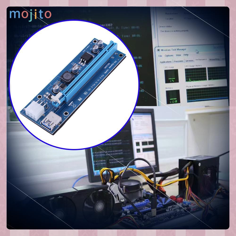 Card Mở Rộng 6pin Pci-E Usb3.0 1x Sang 16x Cho Btc Mining