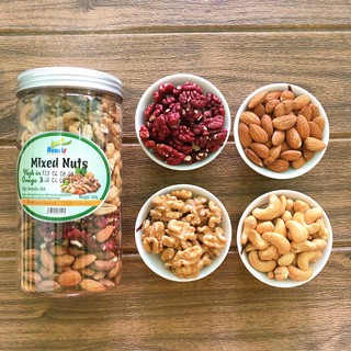 MIX 4 HẠT DINH DƯỠNG (ÓC CHÓ VÀNG, ÓC CHÓ ĐỎ, HẠNH NHÂN, HẠT ĐIỀU)  ĂN LIỀN , SẤY GIÒN RẤT NGON