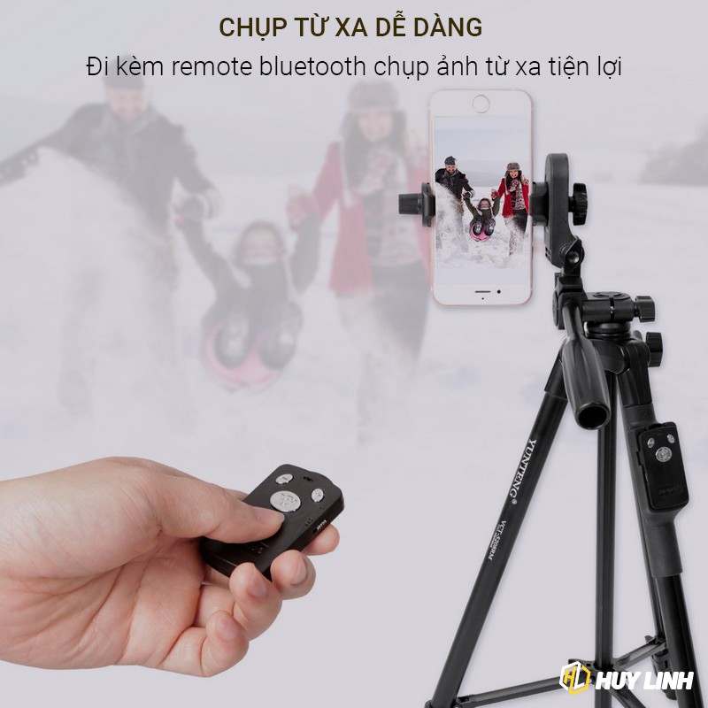 Tripod Yuteng VCT 5208 chính hãng - Đi kèm điều khiển Remote bluetooth và ngàm kẹp vuông | BigBuy360 - bigbuy360.vn