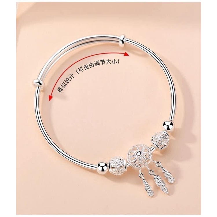 Vòng đeo tay lắc tay Pandora mạ bạc 925 kèm charm sáng đẹp