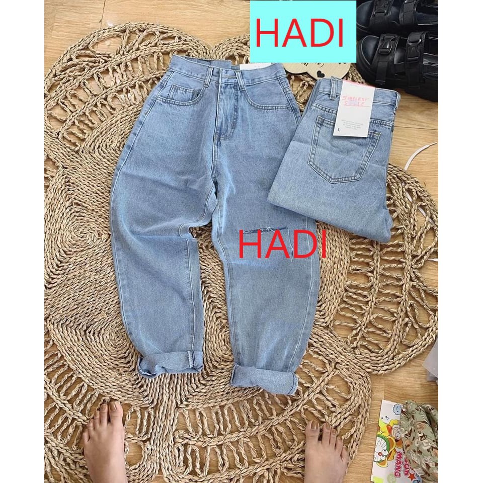 [ HÌNH THẬT XINH ĐẸP !! ] QUẦN BAGGY JEAN NỮ CAO CẤP HADI LƯNG SIÊU CAO MÀU XANH NHẠT RÁCH VẠT L TRÁI CỰC HOT CỰC THỜI T