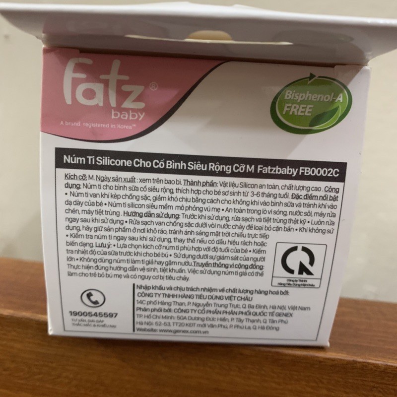 Núm ty thay thế cho Bình sữa Silicon Fatz , Comotomo Đủ Size