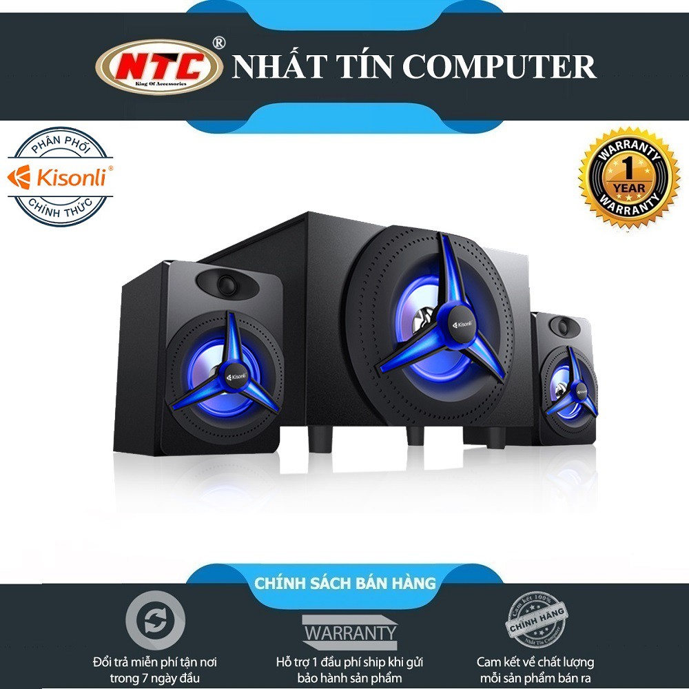 Loa vi tính 2.1 kiêm Bluetooth USB thẻ nhớ Kisonli TM-7000A led RGB Âm thanh cực khủng