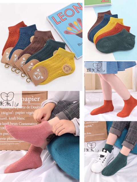 Vỉ 10 Đôi Tất Len Gân Cho Bé (3size)