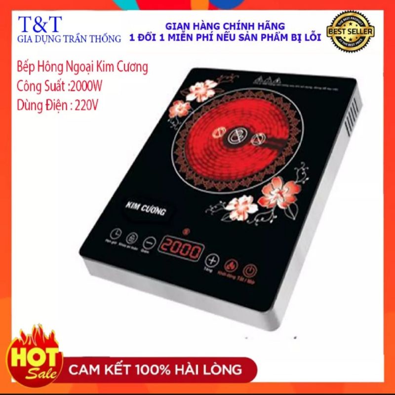 (CAO CẤP) CHINH HÃNG,Bếp hồng ngoại cqmr ứng Kim Cương,Bếp Điện Hồng Ngoại Chính Hãng,Bếp Kim Cương KC-BHN-200
