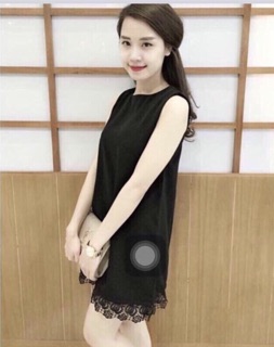 Đầm xuông phối ren