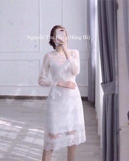 Váy ren phối tay voan