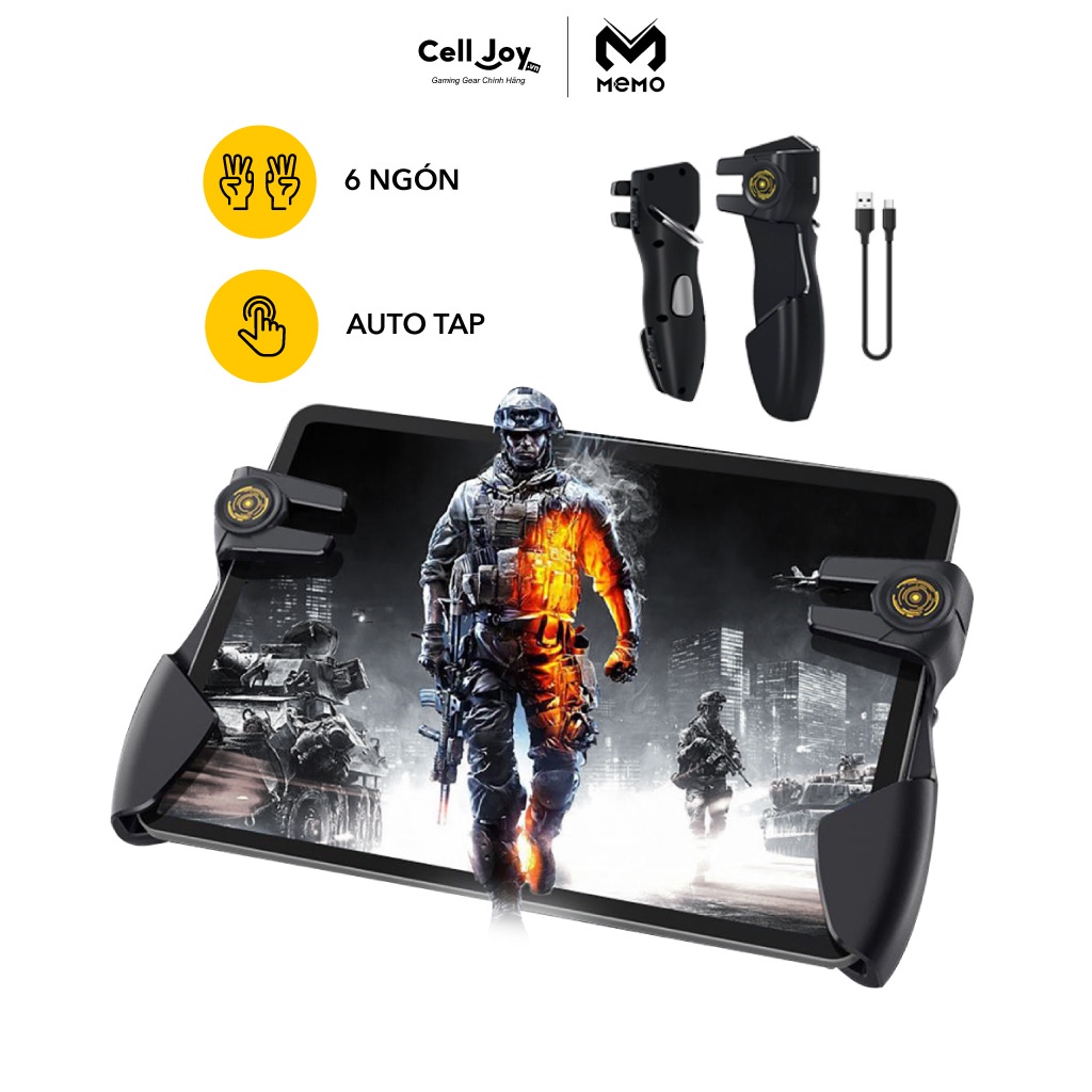 Tay cầm chơi game cho ipad máy tính bảng Auto 6 ngón cực nhạy MEMO AK-PAD 8K tay cầm pubg mobile, call of duty mobile