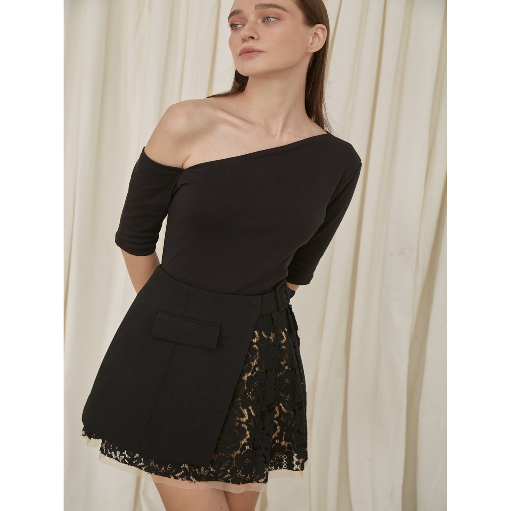 COCO SIN - Chân Váy Đen Phối Ren | BigBuy360 - bigbuy360.vn