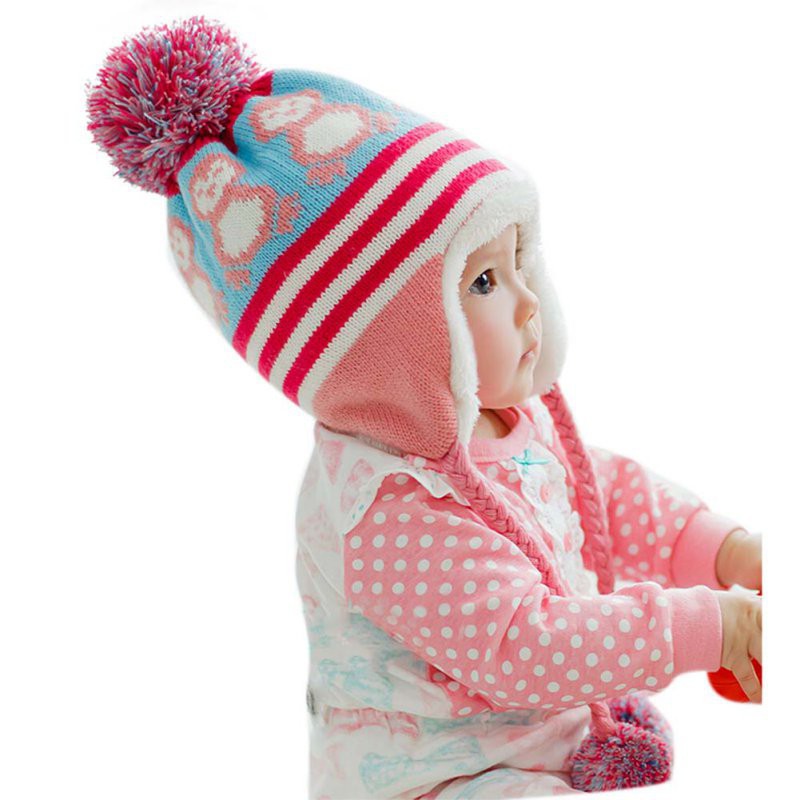 Mũ len thiết kế vành chụp tai giữ ấm dễ thương cho em bé