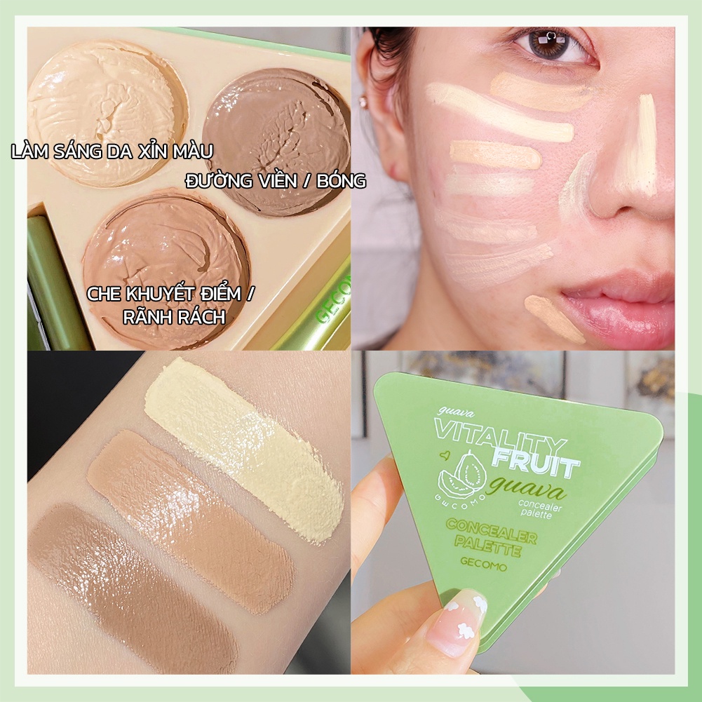 Bảng kem che khuyết điểm GECOMO thiết kế 3 trong 1 3 màu